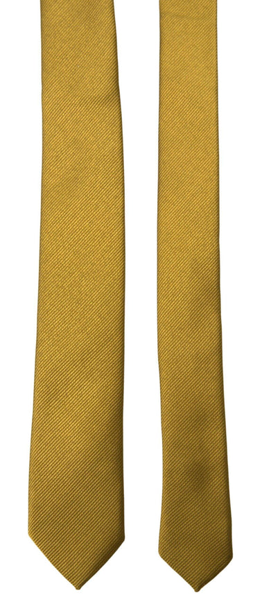 Dolce & Gabbana Gold Yellow Solid 100% Silk Necktie Men Tie - Ellie Belle