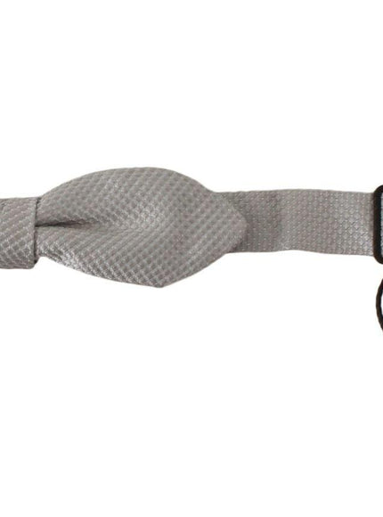 Dolce & Gabbana Gray 100% Silk Faille Adjustable Neck Bow Tie Papillon