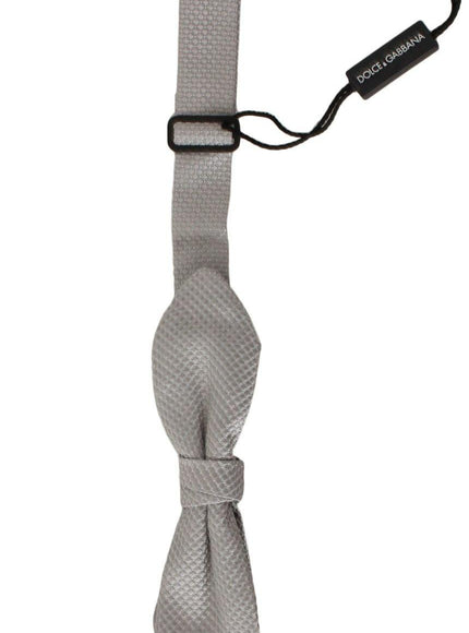Dolce & Gabbana Gray 100% Silk Faille Adjustable Neck Bow Tie Papillon