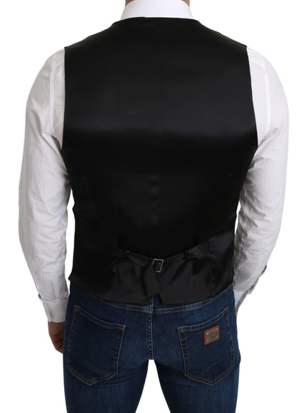 Dolce & Gabbana Gray 100% Silk Formal Coat Vest - Ellie Belle