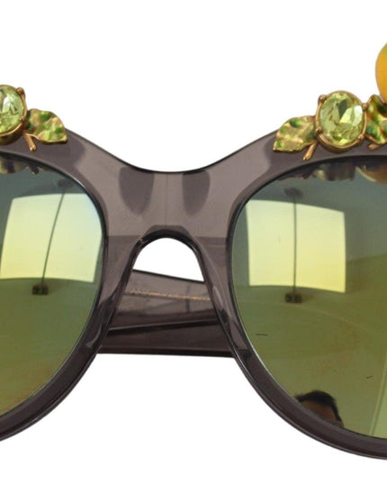 Dolce & Gabbana Gray Acetate Crystals Lemon Applique DG4283B Sunglasses - Ellie Belle