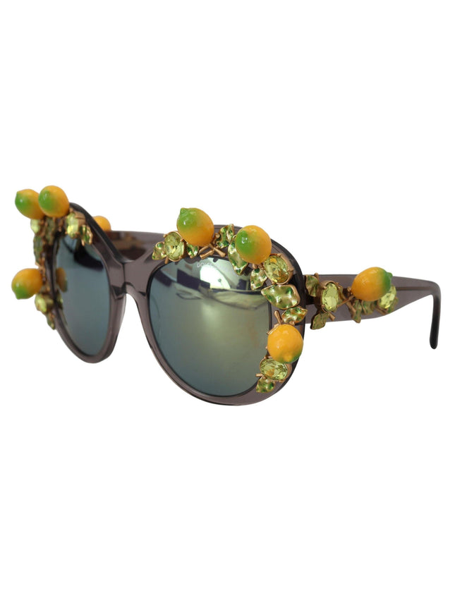 Dolce & Gabbana Gray Acetate Crystals Lemon Applique DG4283B Sunglasses - Ellie Belle