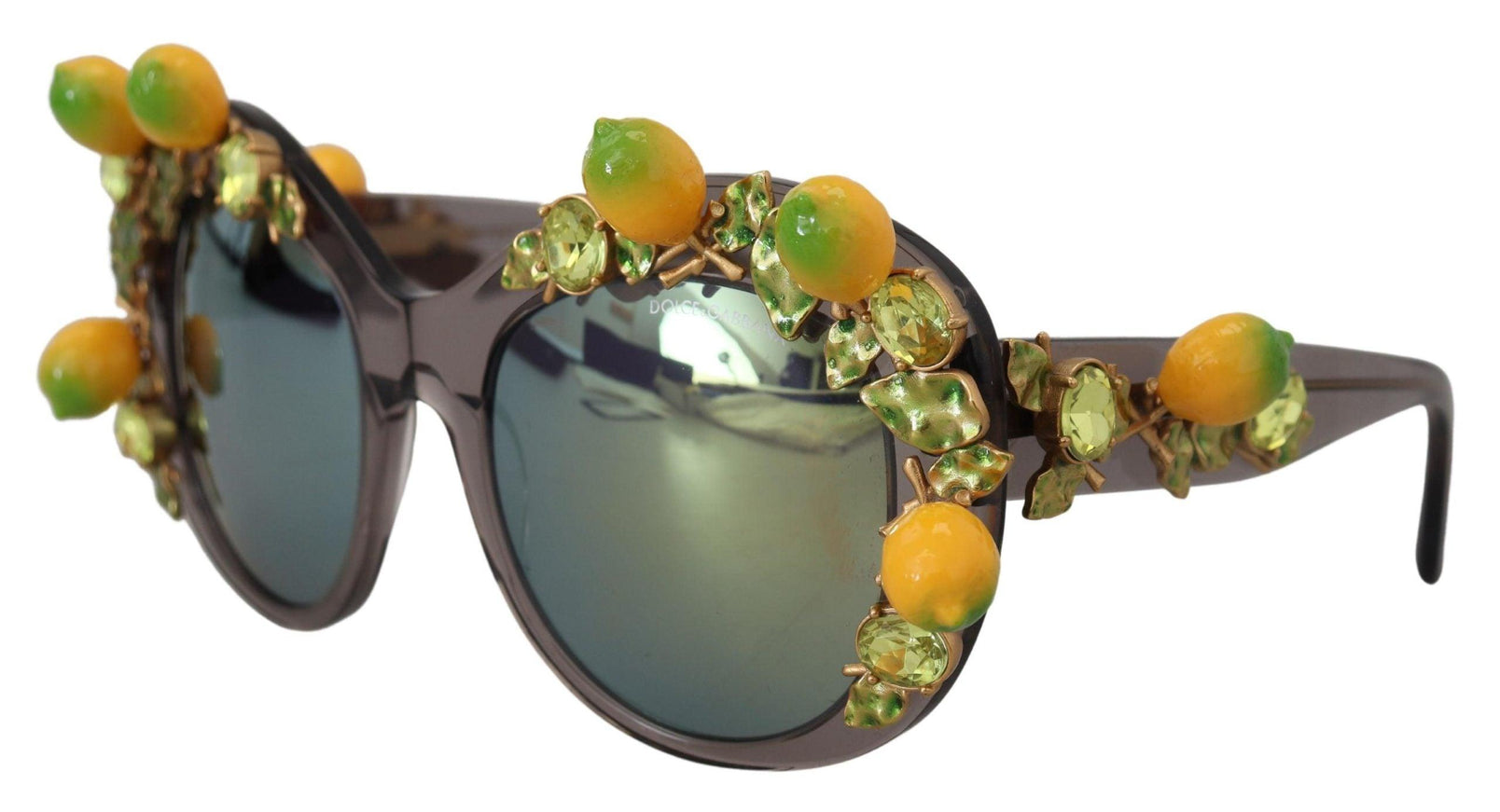 Dolce & Gabbana Gray Acetate Crystals Lemon Applique DG4283B Sunglasses - Ellie Belle