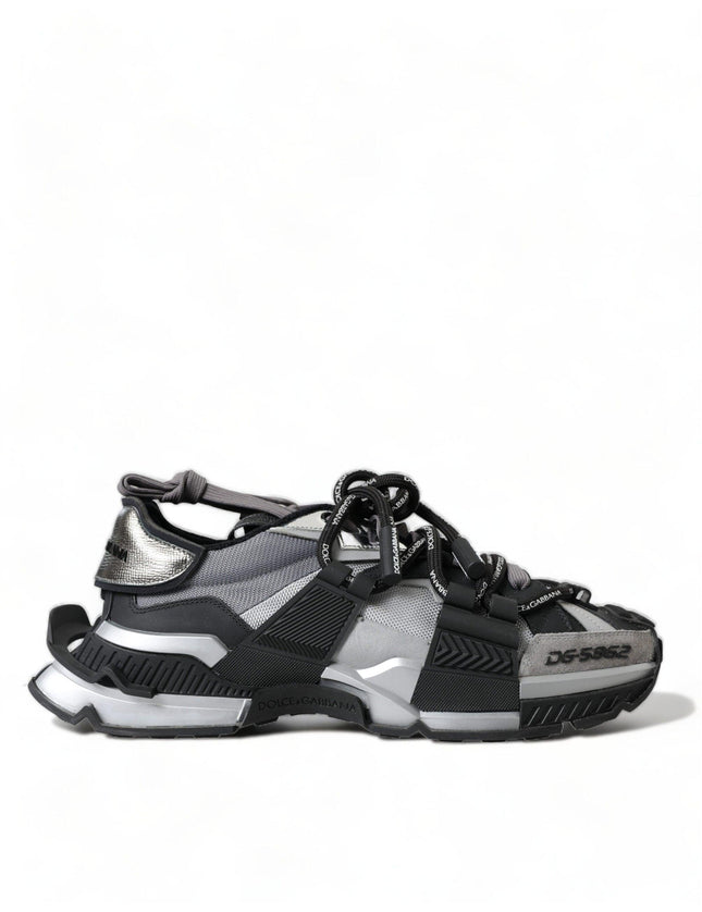 Dolce & Gabbana Gray and black Mixed Material Sneakers - Ellie Belle