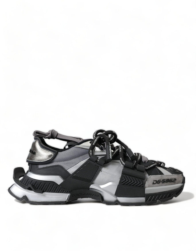 Dolce & Gabbana Gray and black Mixed Material Sneakers - Ellie Belle