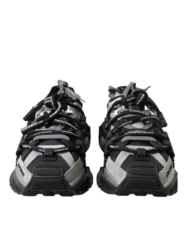 Dolce & Gabbana Gray and black Mixed Material Sneakers - Ellie Belle