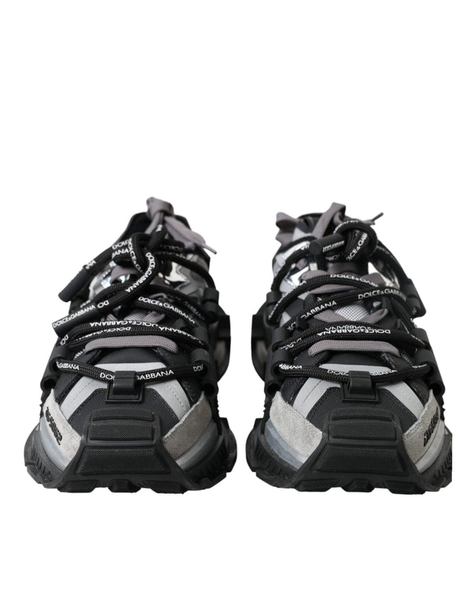 Dolce & Gabbana Gray and black Mixed Material Sneakers - Ellie Belle