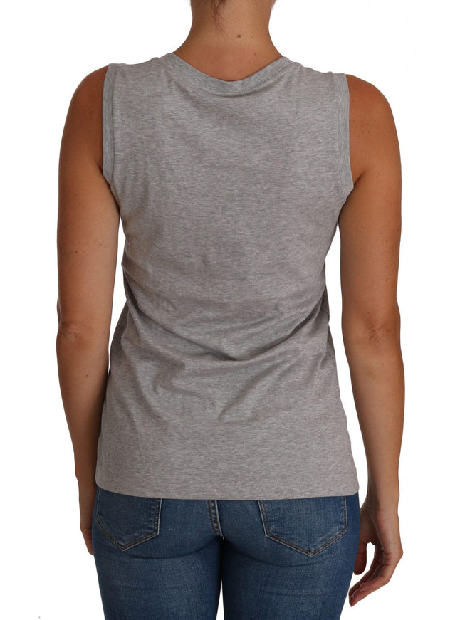 Dolce & Gabbana Gray and white Cami Tank Gray LOVE Cotton Top