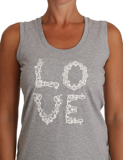 Dolce & Gabbana Gray and white Cami Tank Gray LOVE Cotton Top - Ellie Belle