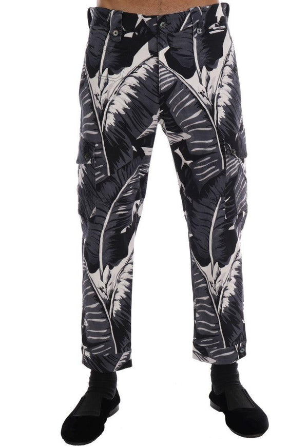 Dolce & Gabbana Gray Banana Leaf Cotton Pants - Ellie Belle