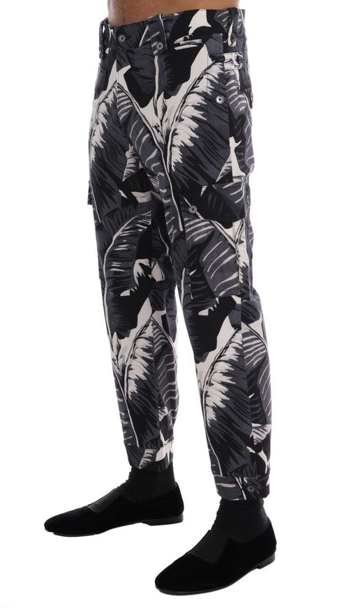 Dolce & Gabbana Gray Banana Leaf Cotton Pants - Ellie Belle