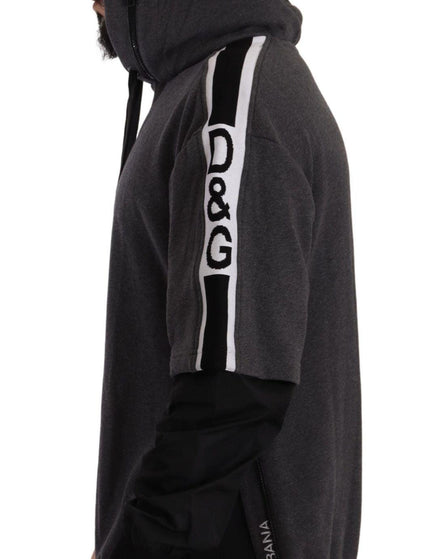 Dolce & Gabbana Gray Black Cotton Hooded #DGMILLENNIALS Sweater - Ellie Belle