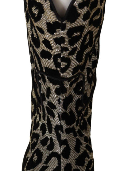 Dolce & Gabbana Gray Black Leopard Cowboy Boots Shoes - Ellie Belle