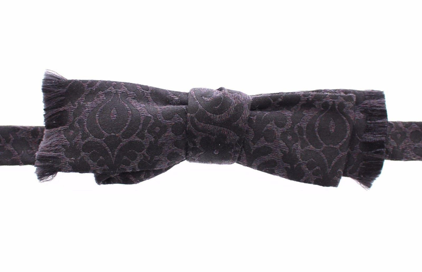 Dolce & Gabbana Gray Black Wool Bow Tie - Ellie Belle