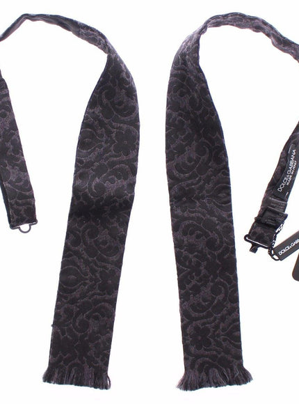 Dolce & Gabbana Gray Black Wool Bow Tie