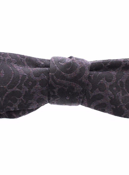Dolce & Gabbana Gray Black Wool Silk Bow Tie