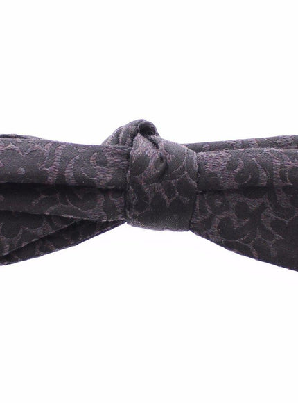 Dolce & Gabbana Gray Black Wool Silk Bow Tie