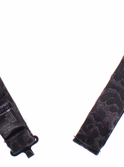 Dolce & Gabbana Gray Black Wool Silk Bow Tie