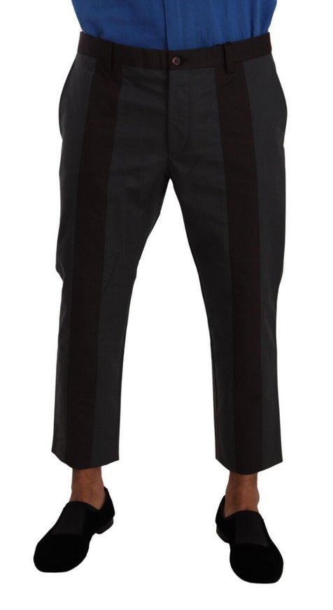 Dolce & Gabbana Gray Bordeaux Striped Cropped Trouser Pants - Ellie Belle