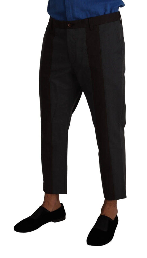 Dolce & Gabbana Gray Bordeaux Striped Cropped Trouser Pants - Ellie Belle