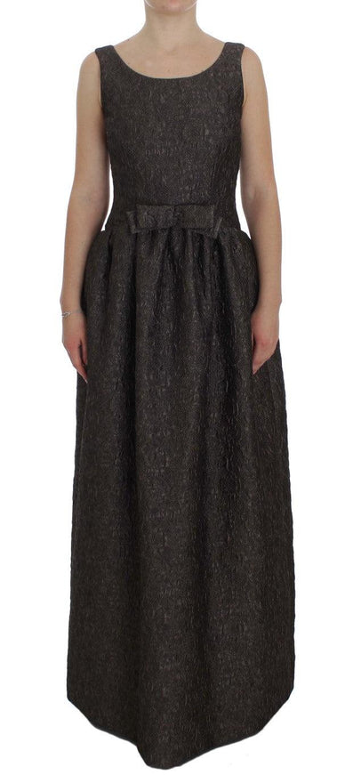 Dolce & Gabbana Gray Brocade Sheath Full Length Gown Dress - Ellie Belle