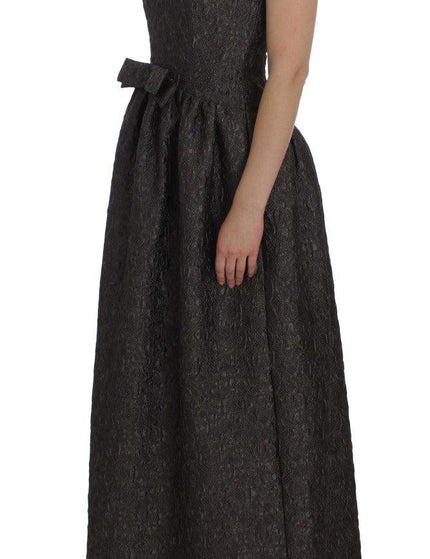 Dolce & Gabbana Gray Brocade Sheath Full Length Gown Dress - Ellie Belle