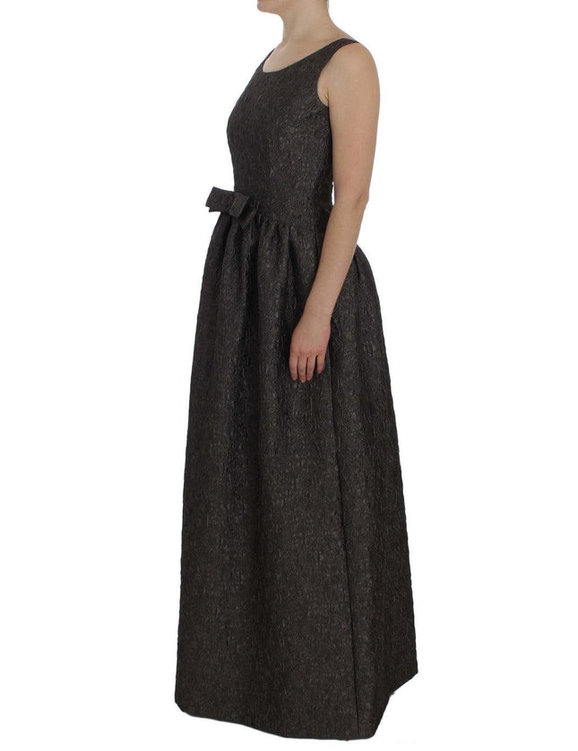 Dolce & Gabbana Gray Brocade Sheath Full Length Gown Dress - Ellie Belle