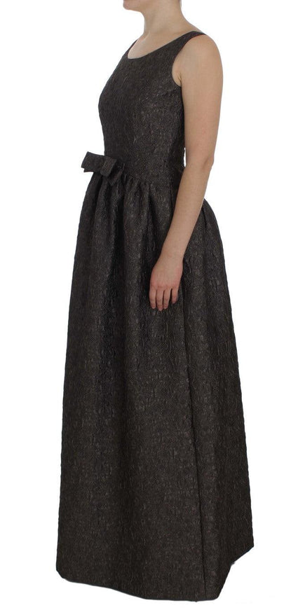 Dolce & Gabbana Gray Brocade Sheath Full Length Gown Dress - Ellie Belle