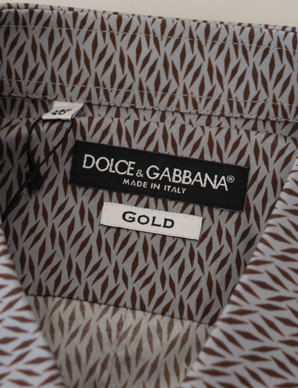 Dolce & Gabbana Gray Brown GOLD Slim Fit Dress Formal Shirt - Ellie Belle