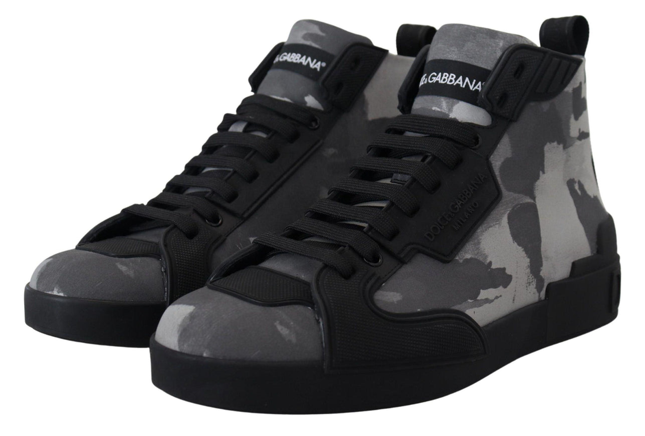 Dolce & Gabbana Gray Canvas Cotton High Tops Sneakers Shoes - Ellie Belle