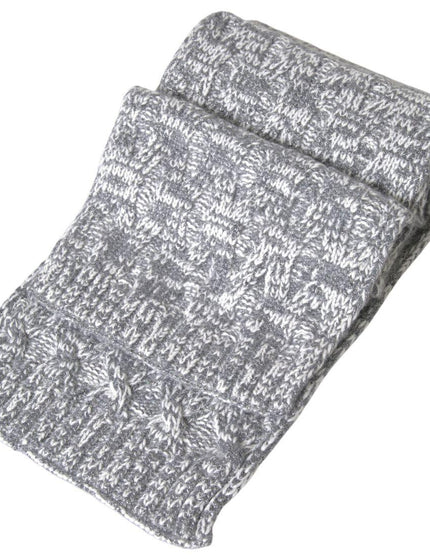 Dolce & Gabbana Gray Cashmere Knit Wrap Shawl Foulard Scarf - Ellie Belle
