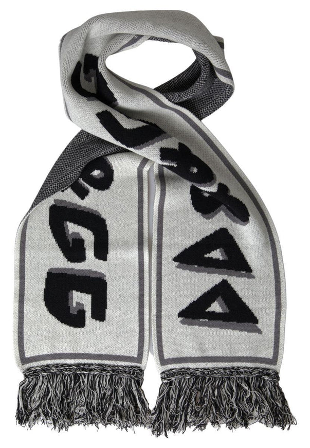 Dolce & Gabbana Gray Cashmere Knitted Wrap Shawl Fringe Scarf - Ellie Belle