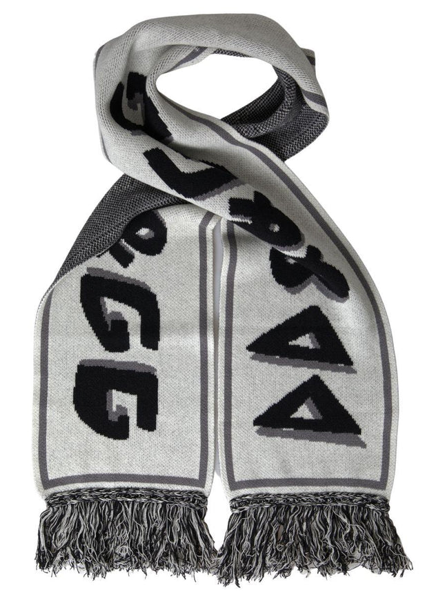 Dolce & Gabbana Gray Cashmere Knitted Wrap Shawl Fringe Scarf - Ellie Belle