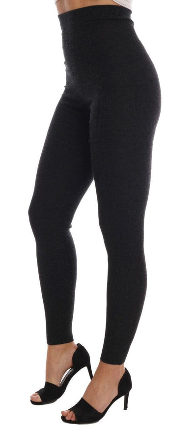 Dolce & Gabbana Gray Cashmere Ribbed Stretch Tights