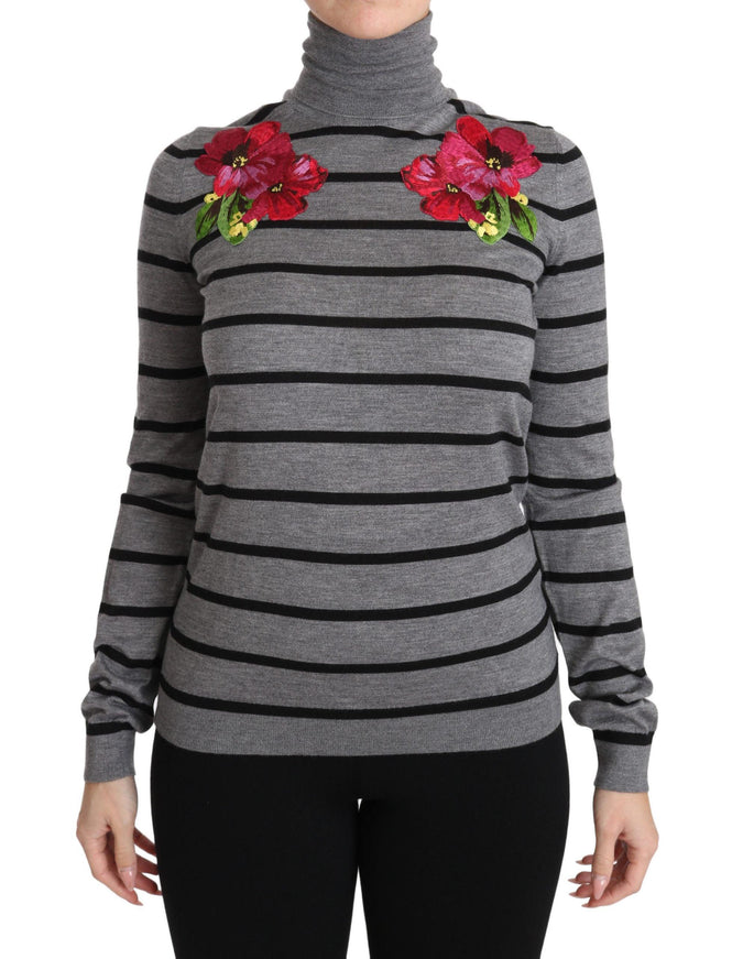 Dolce & Gabbana Gray Cashmere Silk Turtleneck Sweater