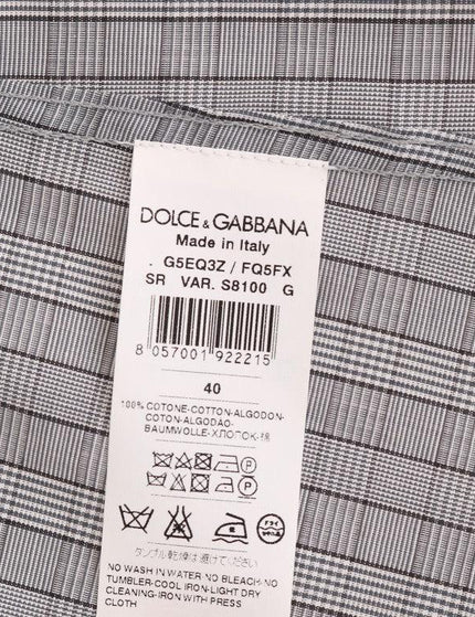 Dolce & Gabbana Gray Check GOLD Cotton Slim Fit Shirt - Ellie Belle