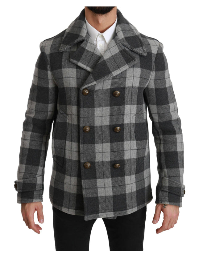 Dolce & Gabbana Gray Check Wool Cashmere Coat Jacket - Ellie Belle