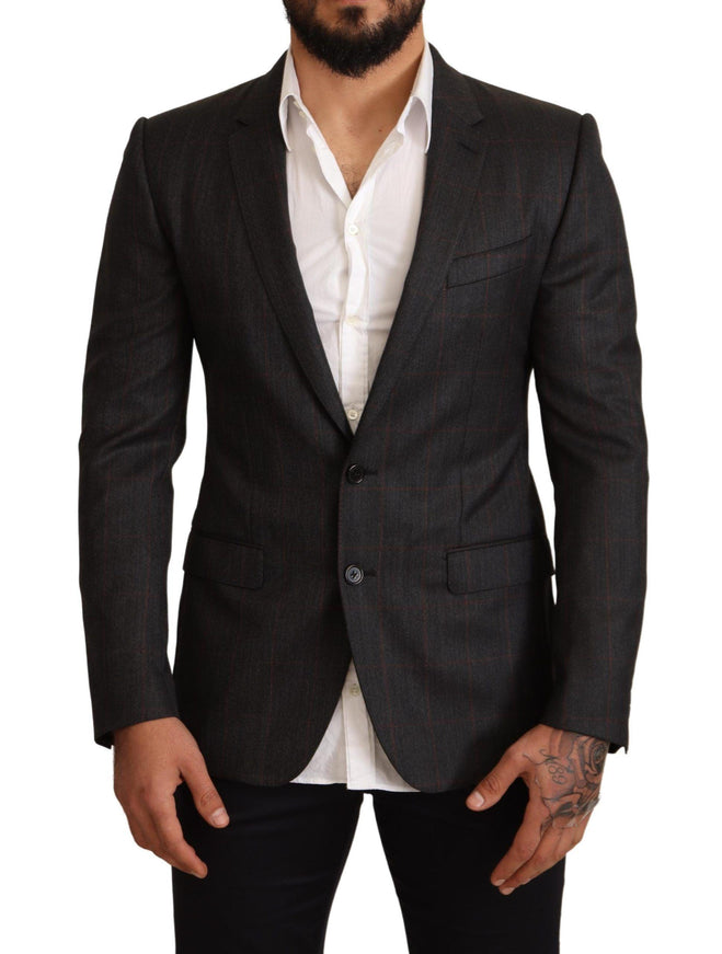 Dolce & Gabbana Gray Check Wool Slim Fit Blazer Jacket - Ellie Belle