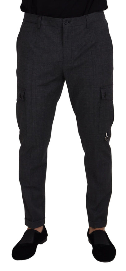 Dolce & Gabbana Gray Checked Cargo Trousers Stretch Pants - Ellie Belle