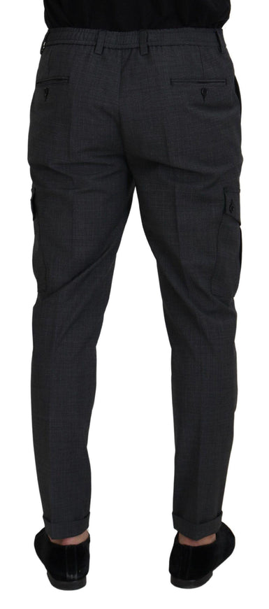 Dolce & Gabbana Gray Checked Cargo Trousers Stretch Pants - Ellie Belle