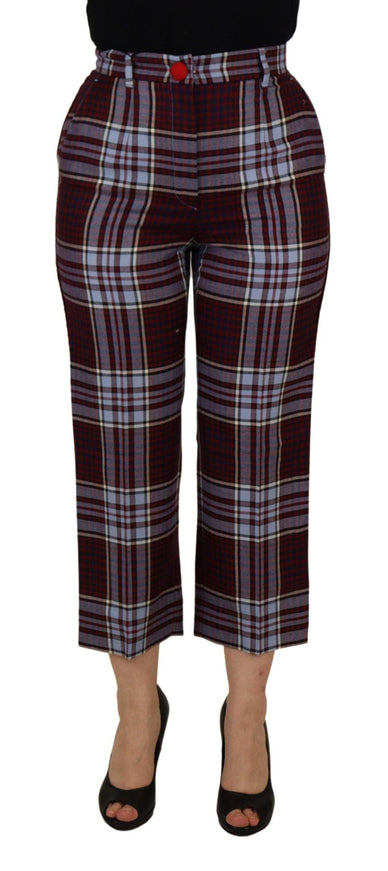 Dolce & Gabbana Gray Checked High Waist Cropped Trouser Pants - Ellie Belle