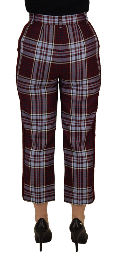 Dolce & Gabbana Gray Checked High Waist Cropped Trouser Pants - Ellie Belle