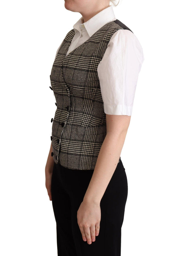 Dolce & Gabbana Gray Checkered Sleeveless Waistcoat Vest - Ellie Belle