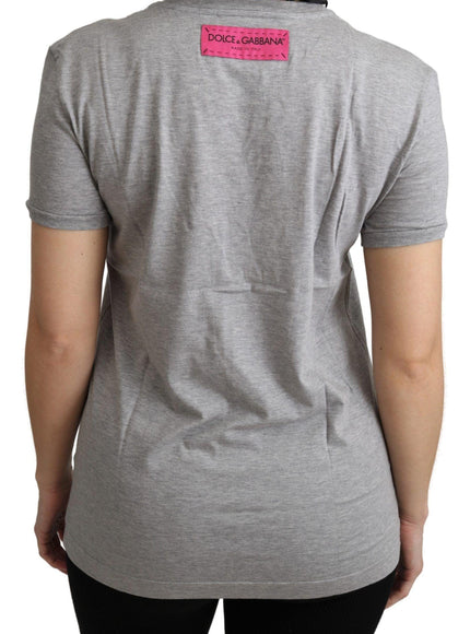 Dolce & Gabbana Gray Cotton Amore e Bellezza Top T-shirt