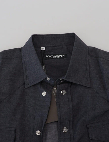 Dolce & Gabbana Gray Cotton Collared Long Sleeves Shirt - Ellie Belle