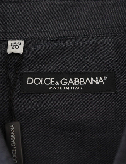Dolce & Gabbana Gray Cotton Collared Long Sleeves Shirt - Ellie Belle
