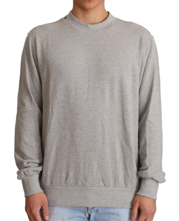 Dolce & Gabbana Gray Cotton Crewneck Pullover Sweater - Ellie Belle