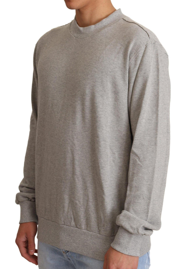 Dolce & Gabbana Gray Cotton Crewneck Pullover Sweater - Ellie Belle