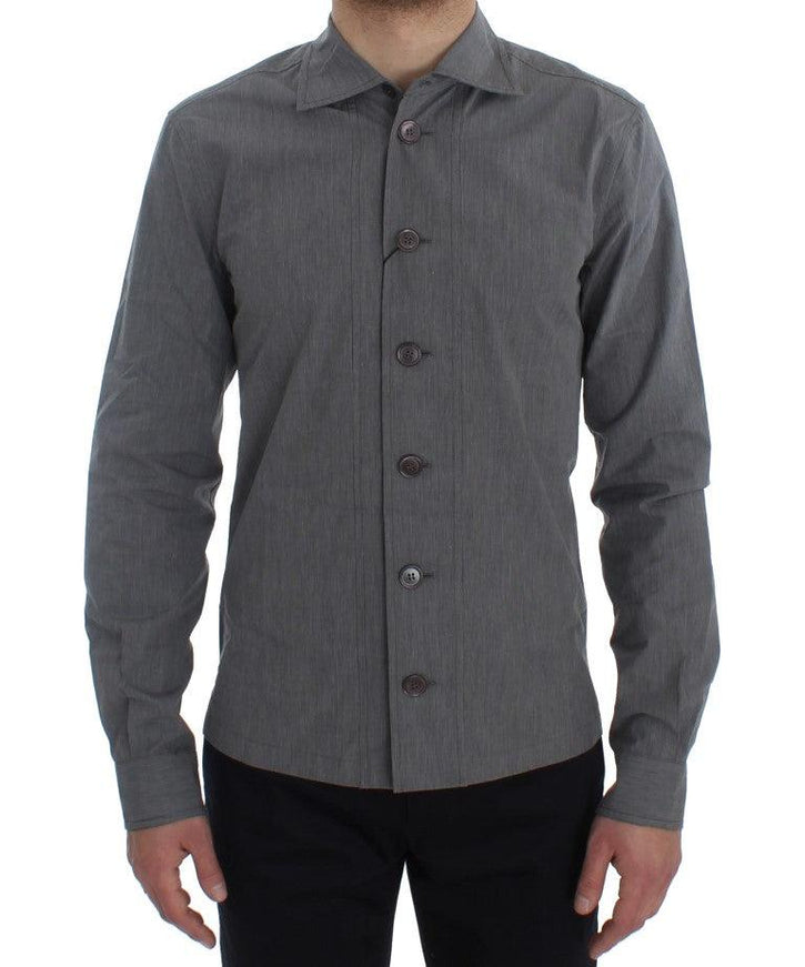 Dolce & Gabbana Gray Cotton Formal Dress Button Shirt - Ellie Belle