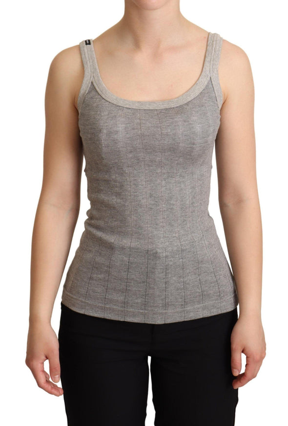 Dolce & Gabbana Gray Cotton Modal Canotta Tank Top T-shirt - Ellie Belle